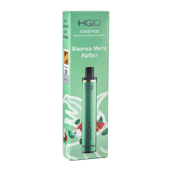 Одноразовая электронная сигарета HQD Cuvie Plus bubblewater (Жвачка мята арбуз) 1200 затяжек в Новосибирске